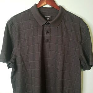 Van Heusen Mens Polo Shirt Dark Gray Check Short Sleeve Business Casual Golf XL